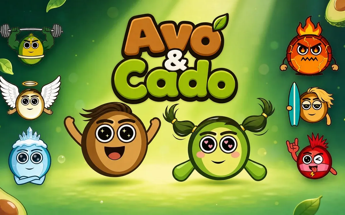 Avo & Cado key art: Avo, Cado and the unlockable characters